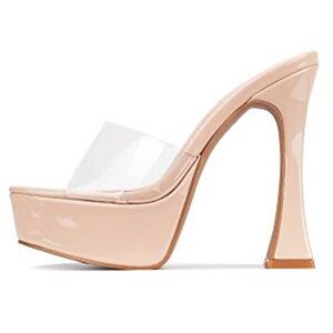 Clear Nude Platform Heels
